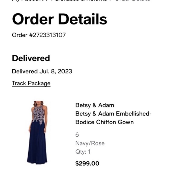 Betsy & Adam Embellished Bodice Chiffon Gown - Mother of the Bride Dress - Picture 4 of 6